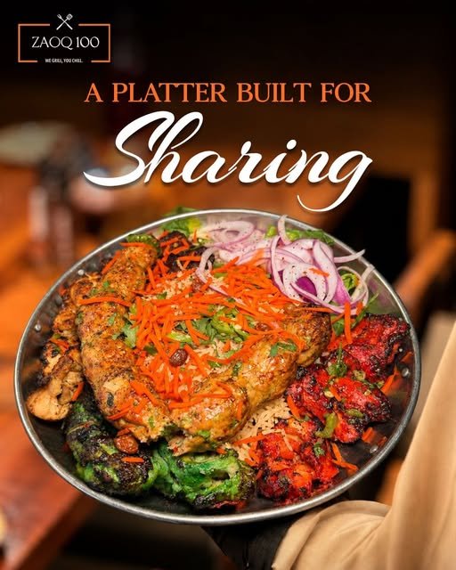 Sharing BBQ platter at Zaoq 100
